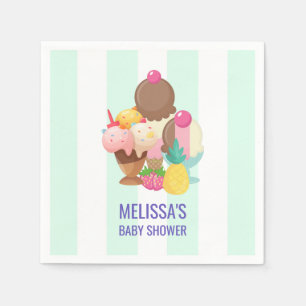 Ice Cream Scoops with Sprinkles Baby Shower Pappersservett