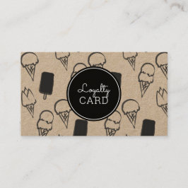 Ice Cream Shop Hand målat Kraft Loyalty Card Visitkort