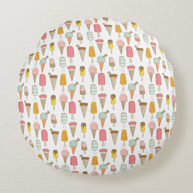 Ice Cream Shop Novelty Pillow Rund Kudde (Framsidan)