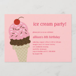 Ice Cream Shoppe Birthday Inbjudan - Rosa