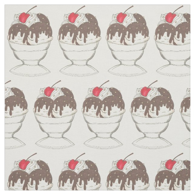 Ice Cream Shoppe Hett Fudge Cherry Sundae Dessert Tyg (Provkarta)