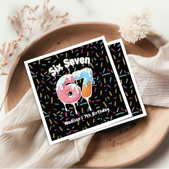 Ice Cream Six Seven 67 Birthday Napkins Pappersservett (Skapare uppladdad)