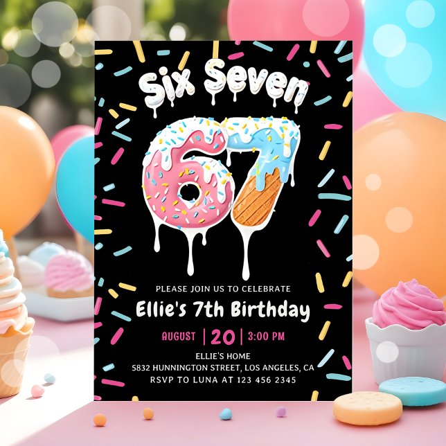 Ice Cream Six Seven 6 7 Birthday Invitation Inbjudningar (Skapare uppladdad)