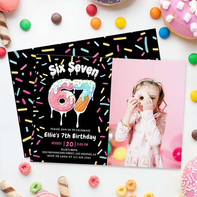 Ice Cream Six Seven 6 7 Birthday Invitation Inbjudningar (Skapare uppladdad)