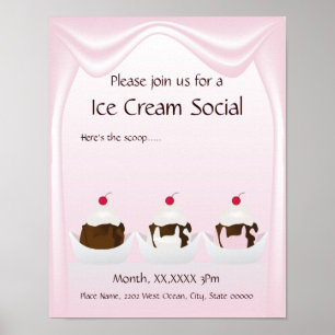 Ice Cream Social annnouncement Poster