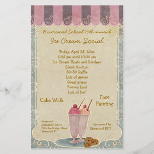 Ice Cream Social annoncement Flyer