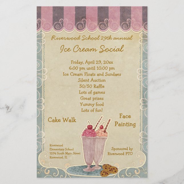 Ice Cream Social annoncement Flyer (Framsidan)