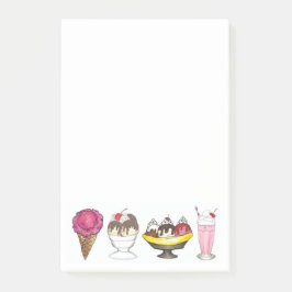Ice Cream Social favor Banana Split Sundae Cone Post-it Block