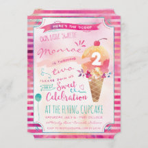 Ice Cream Social Födelsedagsfest inbjudan