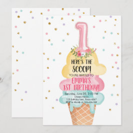 Ice Cream Social Här är skotten första födelsedag Inbjudningar