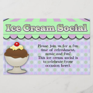 Ice Cream Social, Lila/Grönt Rand Sundae Flygblad