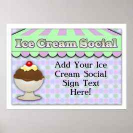 Ice Cream Social, Lila/Grönt Rand Sundae Poster
