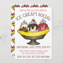 Ice Cream Social Party Dessert Banana Split Sundae