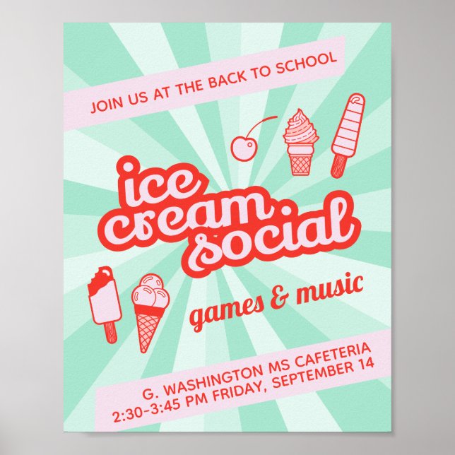 Ice Cream Social Party Flyer Poster (Framsidan)