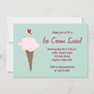Ice Cream Social Party Inbjudningar