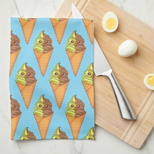 Ice Cream Soft Matcha Grönt Tea Dessert Kökshandduk