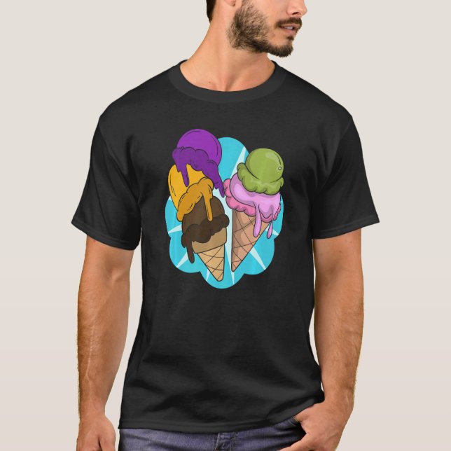 Ice Cream Sommar Dessert Ice Cream Cone Ice Cream T Shirt (Framsida)