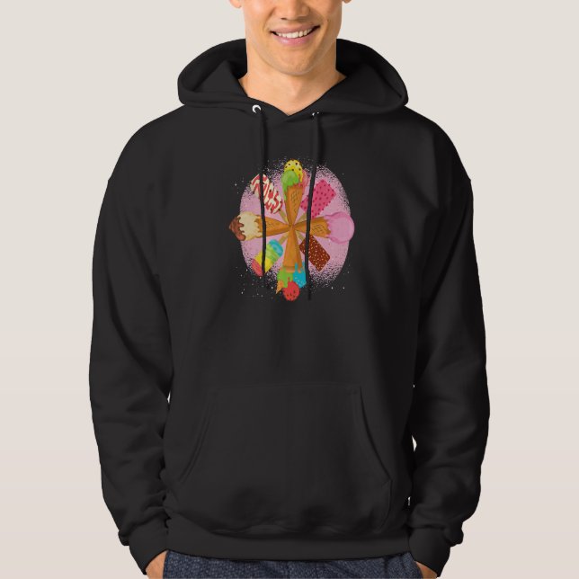 Ice Cream Sommar Food Dessert Ice Cream Premium Hoodie (Framsida)