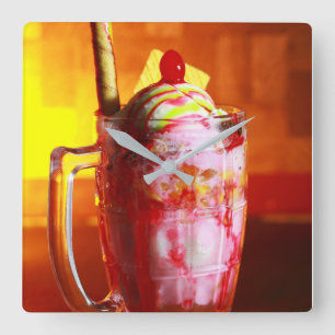 Ice Cream Sorbet Photography Summer Food Fyrkantig Klocka