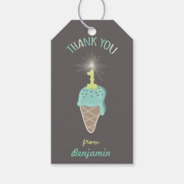 Ice Cream Sparkler 1:a födelsedag Tack Gift-Märkre Presentetikett