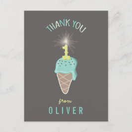 Ice Cream Sparkler 1st Birthday Tack Postcard Vykort