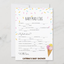 Ice Cream Sprinkle Baby Shower - Editable Namn, 5x