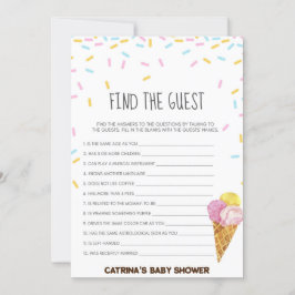 Ice Cream Sprinkle Baby Shower - Editable Namn, 5x Inbjudningar