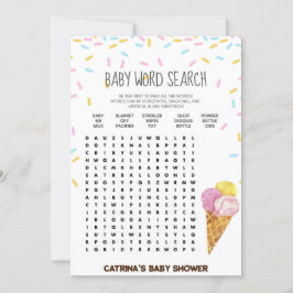 Ice Cream Sprinkle Baby Shower - Editable Namn, 5x Inbjudningar