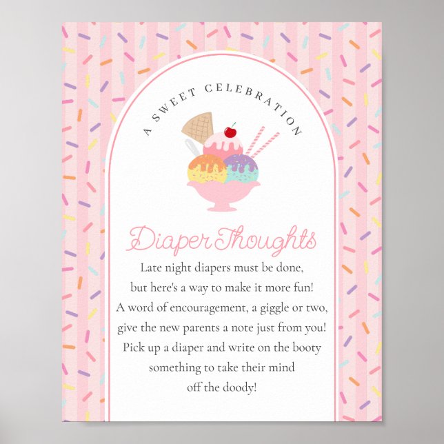 Ice Cream Sprinkled with Kärlek Diaper Thoughts Poster (Framsidan)