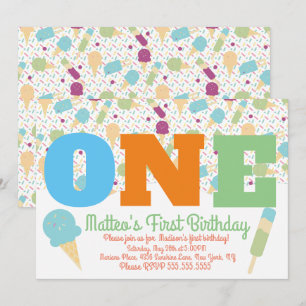 Ice Cream Sprinkles Pastel Flick kalas Inbjudningar