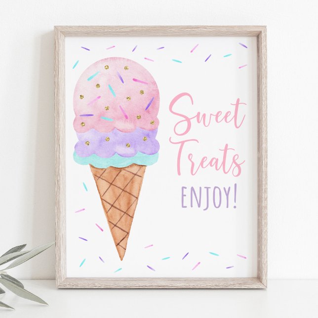 Ice Cream Sprinkles Sweet Treats Birthday-tecken Poster (Skapare uppladdad)