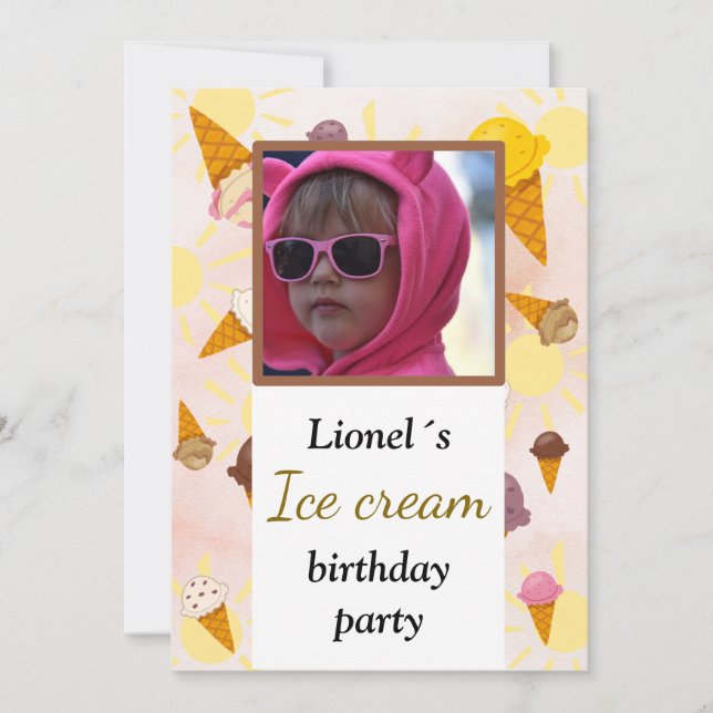 ice cream summer party photo inbjudningar (Framsida)