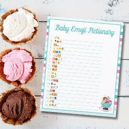 Ice Cream Sundae Baby Shower Emoji Pictionary Flygblad