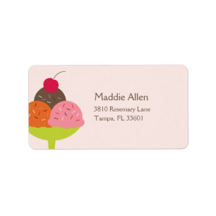 Ice Cream Sundae Birthday Address Label (Rosa) Adressetikett