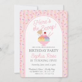 Ice Cream Sundae Heres Heres Scoop Födelsedagsfest Inbjudningar