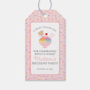 Ice Cream Sundae Heres the Scoop Birthday Favor Presentetikett
