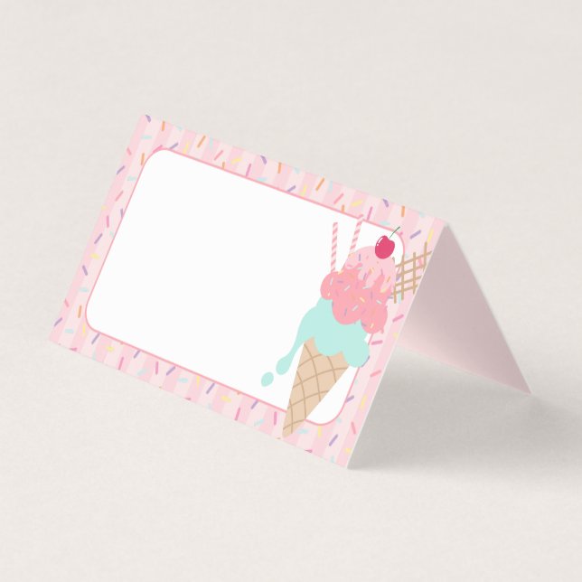 Ice Cream Sundae Heres the Scoop Place Cards Kort (Framsida)