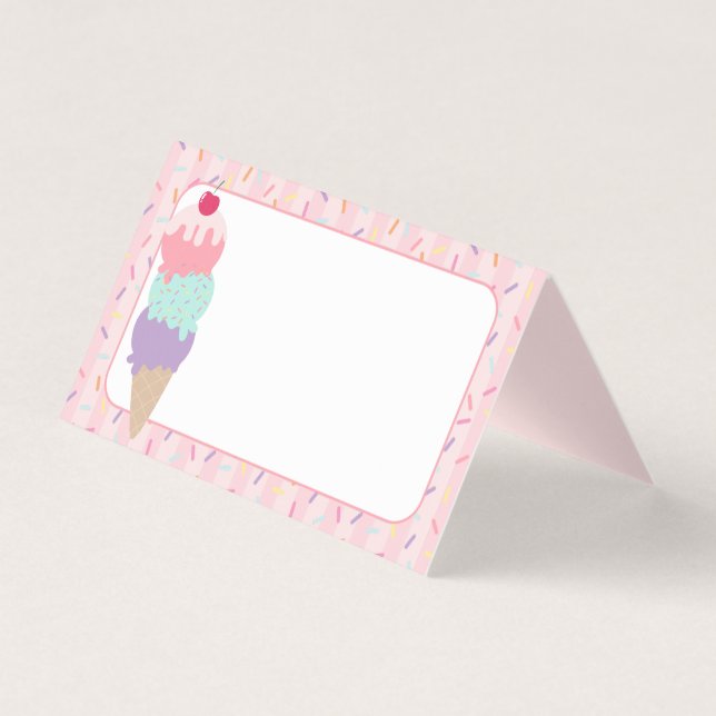 Ice Cream Sundae Heres the Scoop Place Cards Kort (Framsida)