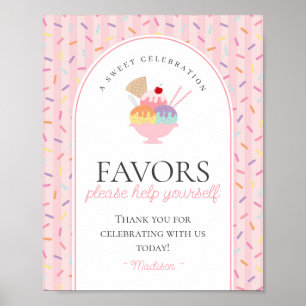Ice Cream Sundae Heres the Scoop Sweet Favors Sign Poster