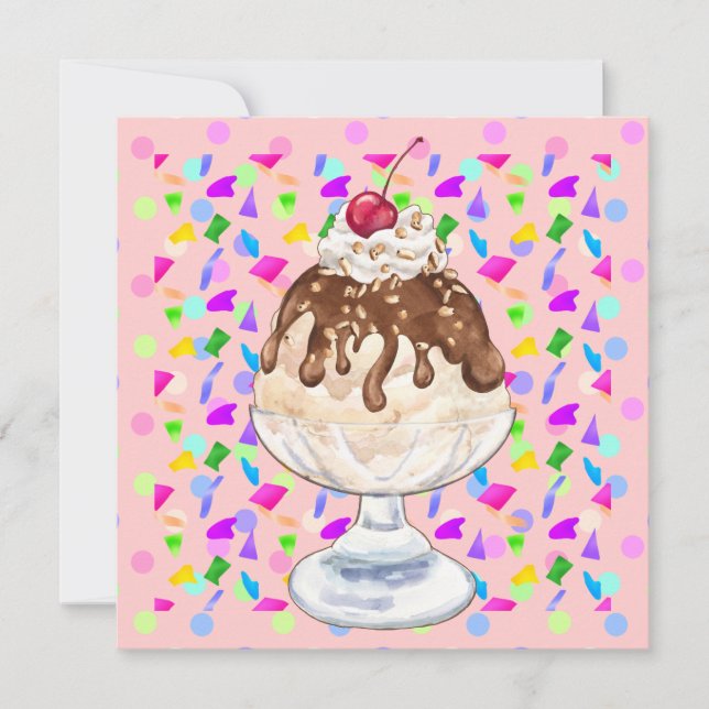 Ice Cream Sundae Inbjudningar (Framsida)
