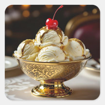 Ice Cream Sundae med Guld Syrup Blank