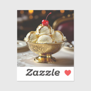 Ice Cream Sundae med Guld Syrup Blank Klistermärken