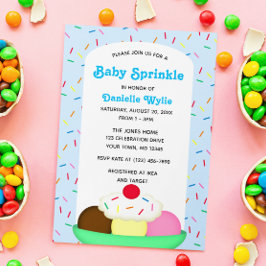 Ice Cream Sundae med Sprinkles Blue Baby Sprinkle Inbjudningar