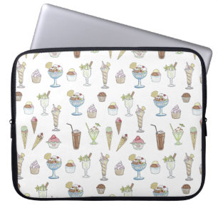 Ice Cream Sundae Mönster White Laptop Fodral