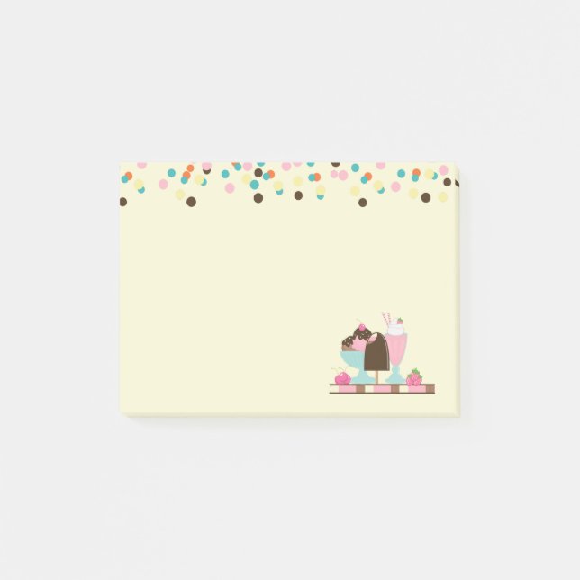 Ice Cream Sundae och Confetti Post-it Block (Framsida)