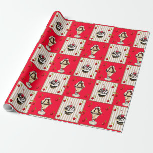 Ice Cream Sundae och Cupcoa Birthday Gift Wrap Presentpapper