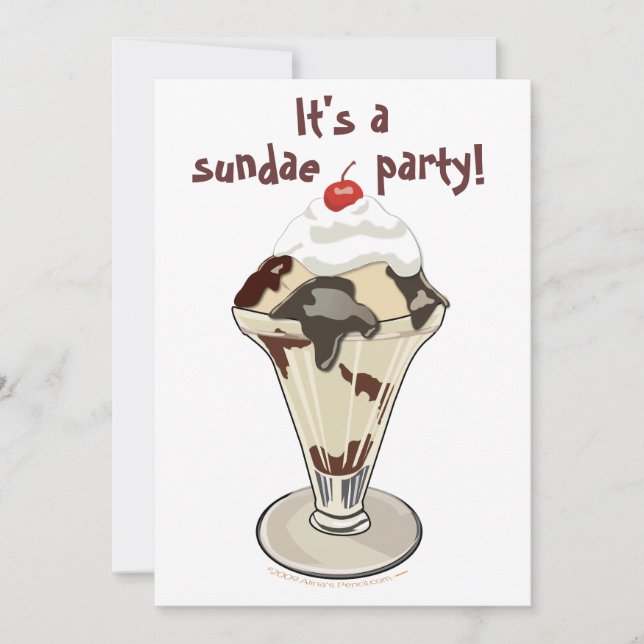 Ice Cream Sundae Party-inbjudningar (Hett Fam) Inbjudningar (Framsida)