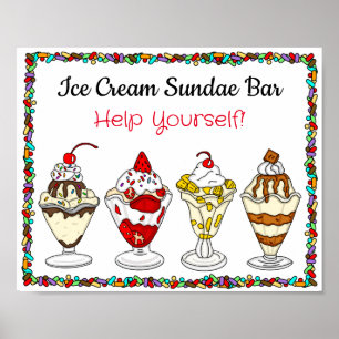 Ice Cream Sundae Pub Signal för Bröllop eller ba Poster