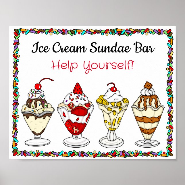 Ice Cream Sundae Pub | Signal för Bröllop eller ba Poster (Framsidan)
