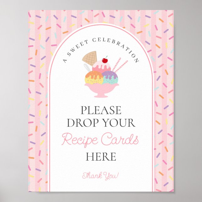 Ice Cream Sundae Scoopup  ett Recept Sign Poster (Framsidan)